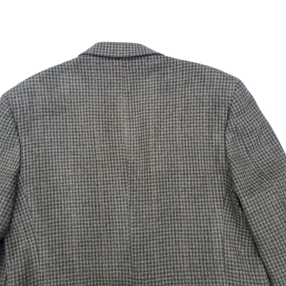 Vintage Ivy Prep Wool Blazer Jacket Sport Coat Brown Tweed Houndstooth 46R